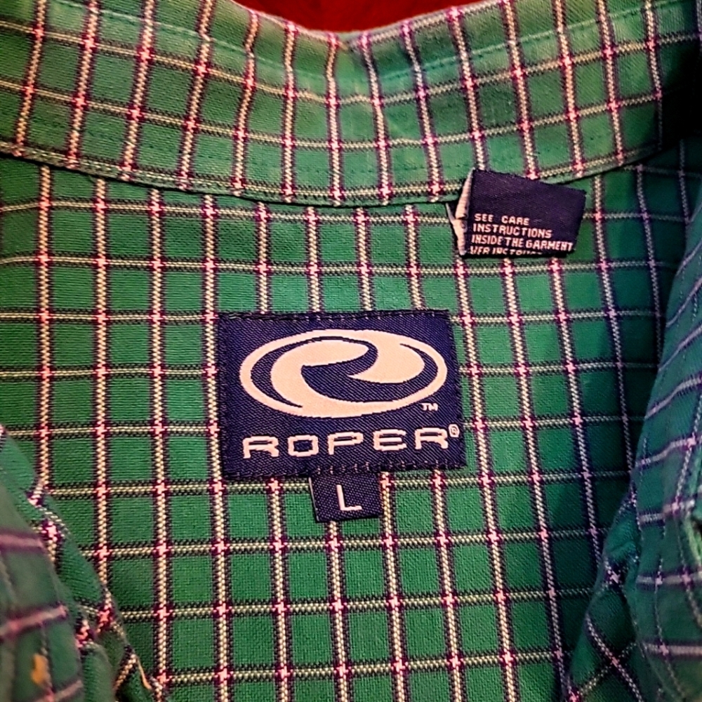 Mens short sleeve Roper shirt green